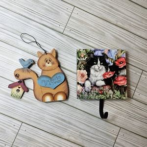 Cat wallhangings friendship Cottagecore Kitchy Cute Homey Country Animal Lover